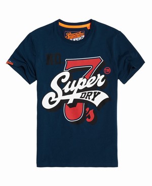 Superdry Super Seven Mid Weight Férfi Pólók Sötétkék | QKUVE6752